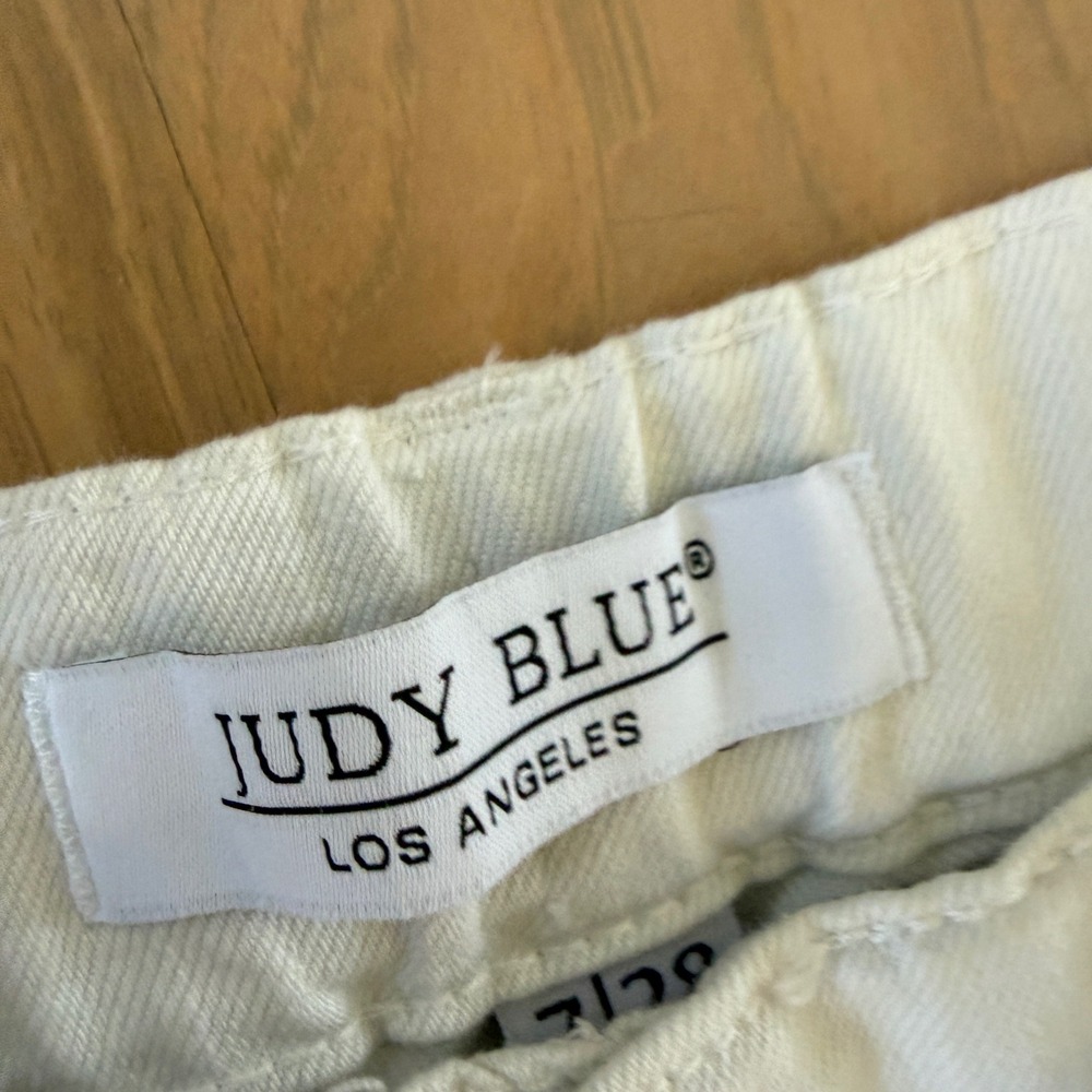 Judy Blue Palazzo Pants Womens 7/28 Long White Featherweight Elastic Drawstring - Picture 7 of 16